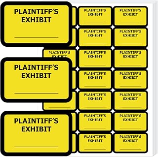 500 Pcs Legal Exhibit Stickers - 1.65 x 1 inches Plaintiff's Exhibit Labels Blank File Folder Tabs for Offices, Courts, Legal Documents Report Dividers & Organizing (Yellow)