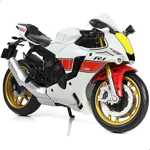 1:12 Motorcycle Model Toy for Yamaha YZF-R1 1000R Metal Die-cast with Plastic Motorcycle Model No Assembly Required Mini Finished Moto Gift for Adult（White）