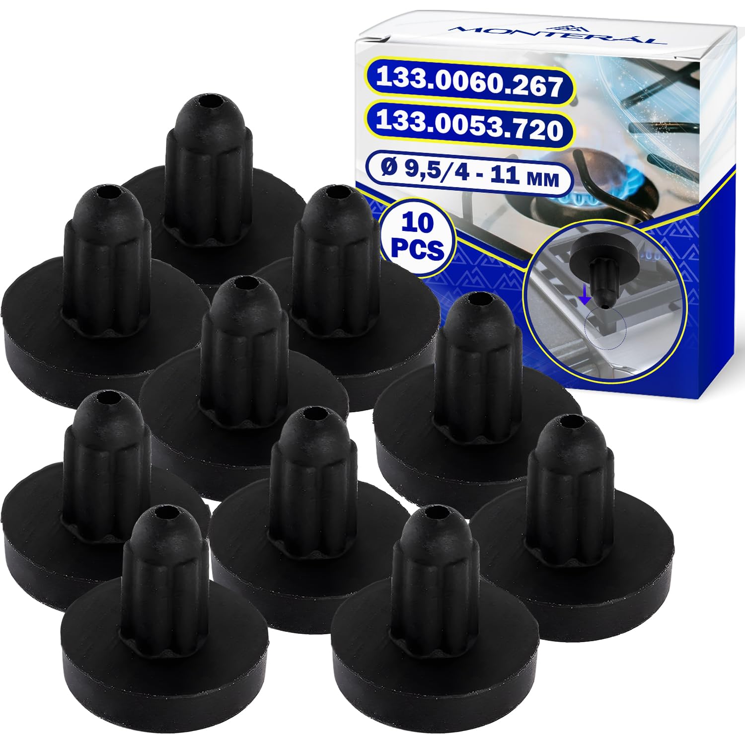 10 Pieces Rubber Feet for Gas Hob Grids 1330053720 for Franke - MONTERAL
