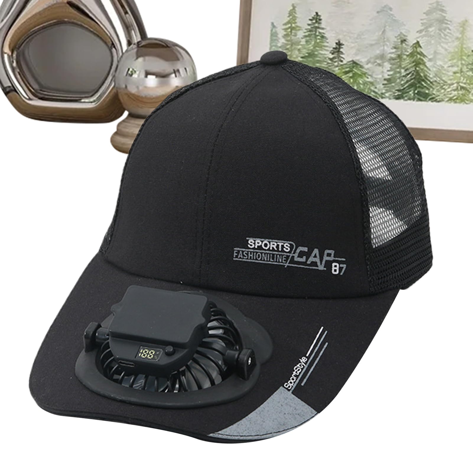 Ventilator Sonnenhut | USB-Aufladbare Schirmmütze mit Ventilator,3-Stufen Digitale Anzeige Sonnenschutz Kopfbedeckung für Damen Herren Radfahren Wandern Camping Angeln