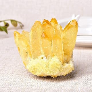 Nature Gemstones Drum Stones Cluster Natural Crystal Amethyst Rock Mineral ensayo Amarillo verde cuarzo púrpura reiki piedra sanguíneos crudos cultivo residencial ( Color : Giallo , Size : 550-600g )