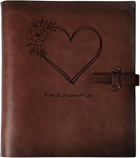 Photo Album 4x6 200 Photos, Genuine Leather Albums Page Refillable with 30 Pieces Writing Paper, Best Gift for Travel Wedding Kids Graduation Baby Picture Album Scrapbook