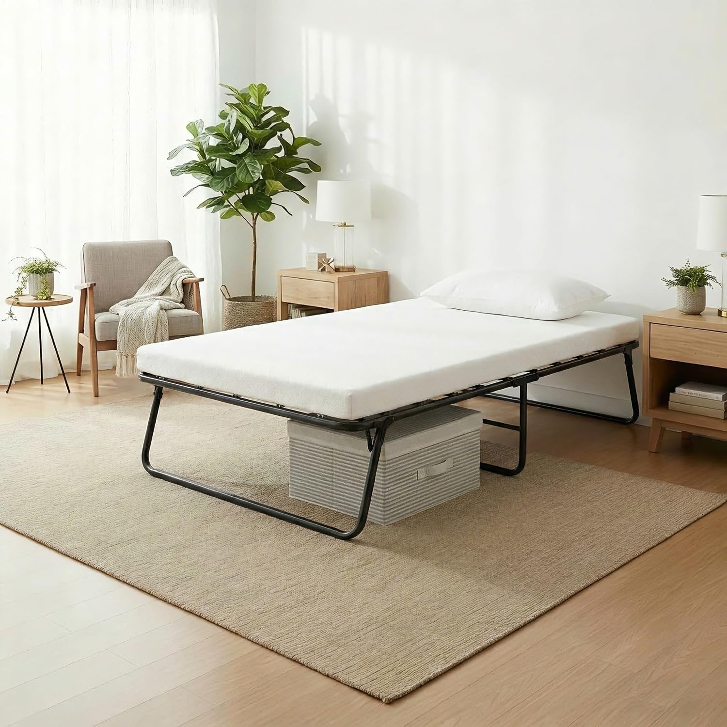 ZENPETIO Lit de camping pour adultes, lit portable robuste avec matelas