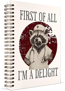 KDHTY Funny Raccoon Stethoscope Medical Notebook,Raccoon Gifts Nurse Notebook,Cute Gifts for Nurses Students,Funny Office Supplies Doctor Nurse Notebook,Future Nurseing Doctor Gifts,5.5x8.3 in