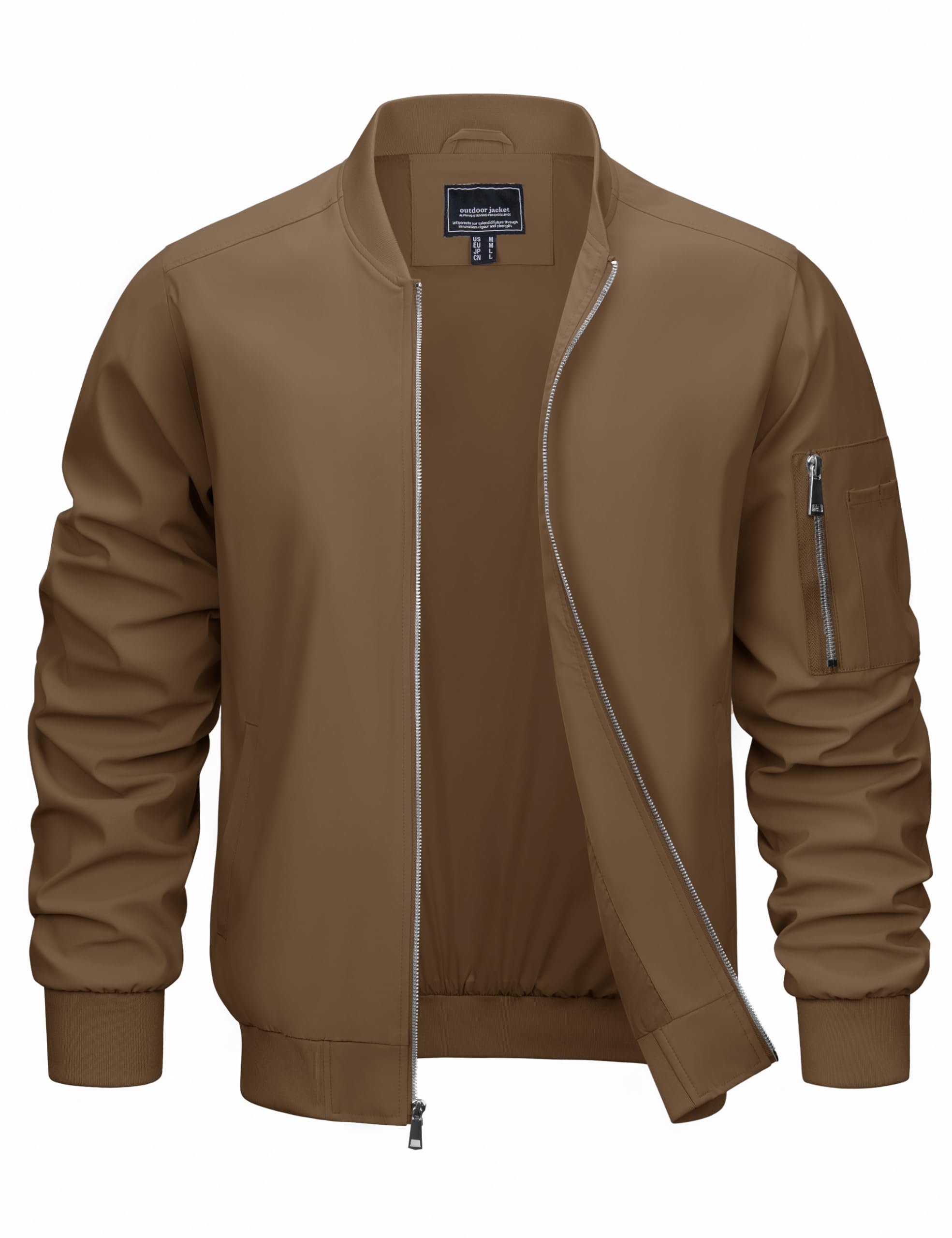 CRYSULLY Men's Bomber Jacket Lightweight Spring Fall Casual Windbreaker Full Zip Outwear Coat