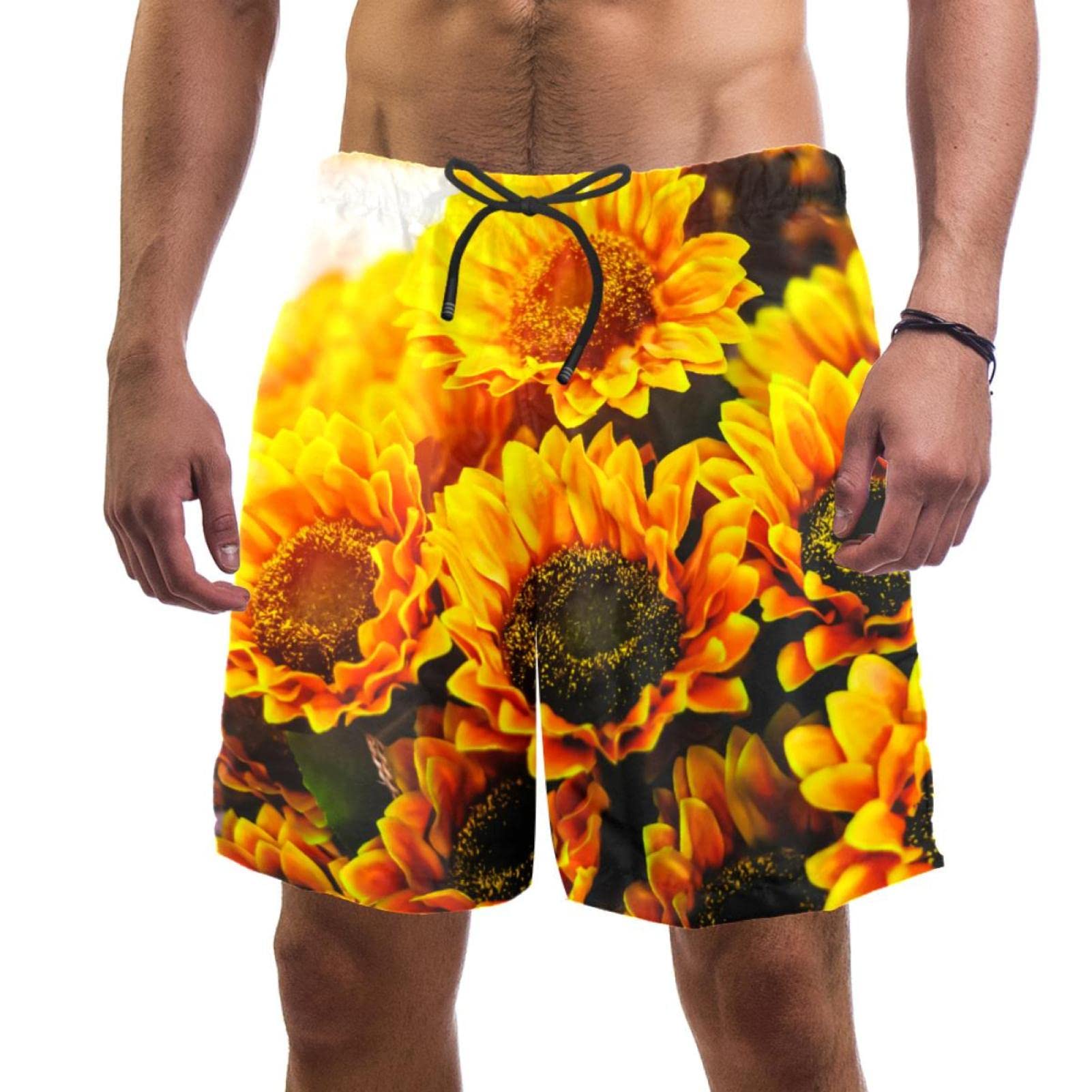 Short de bain pour hommes HadHfun motif tournesol maillot de plage séchage rapide