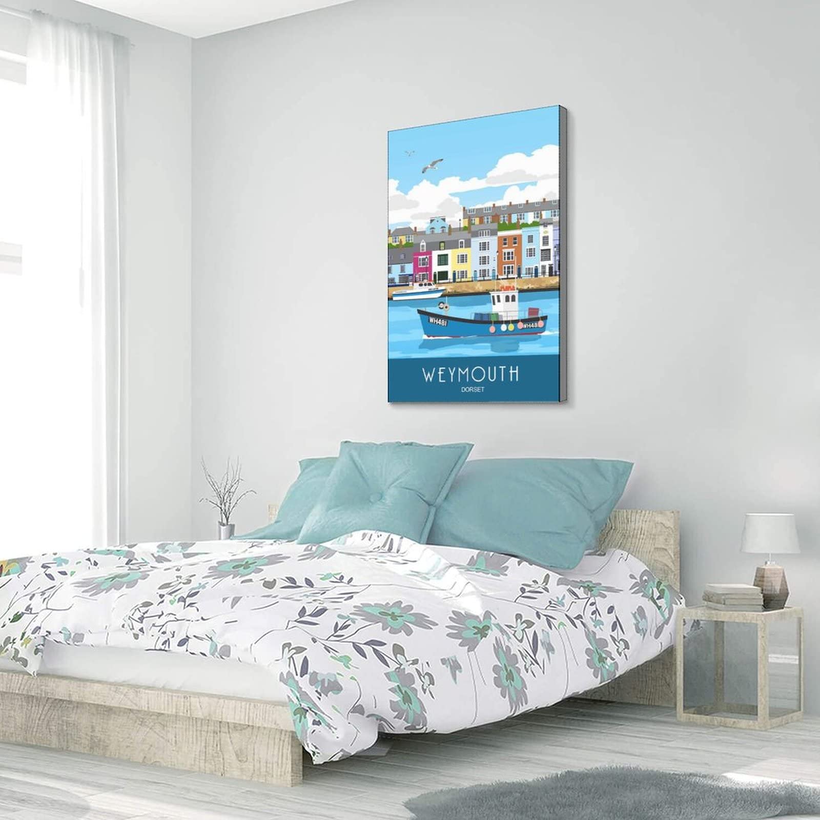 Póster decorativo de Weymouth Harbour Dorset de viaje de la vendimia carteles decorativos de la lona del dormitorio moderno del arte del cartel de la pintura de la pintura de los carteles de la pared