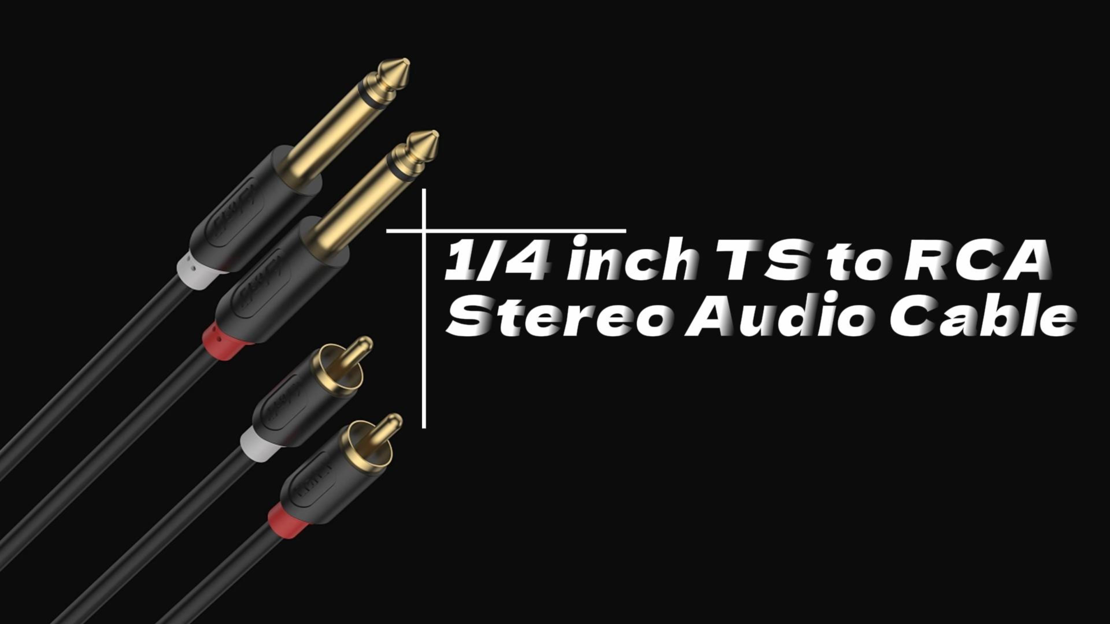 Cavo Audio Da 6.35 Mm A RCA - 1.8 Metri, Doppio TS Maschio, Per Amplificatori E Altoparlanti