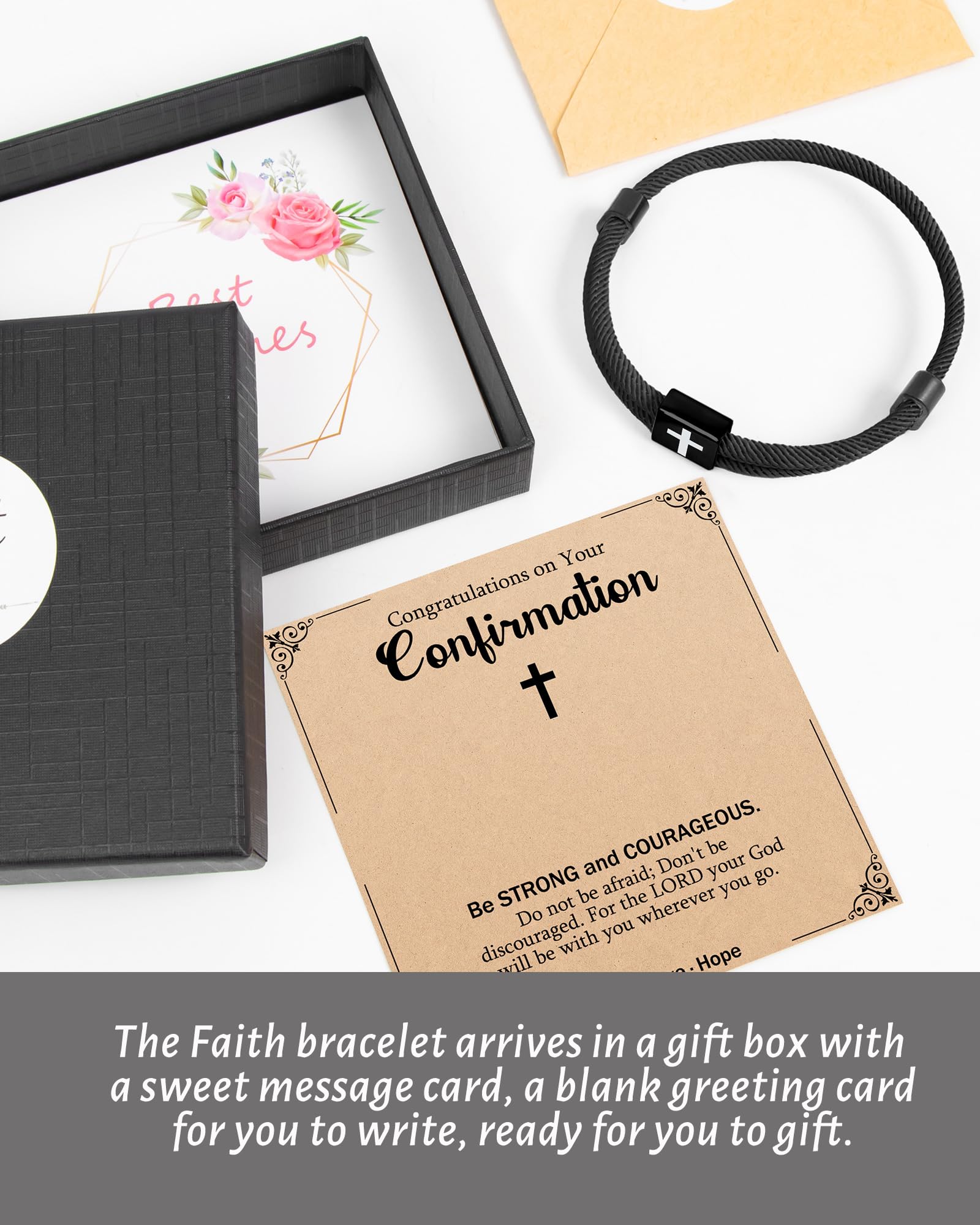 Cadeau de confirmation pour filles et garçons, bracelet en croix, cadeau de baptême catholique, cadeau de communion pour fils et fille