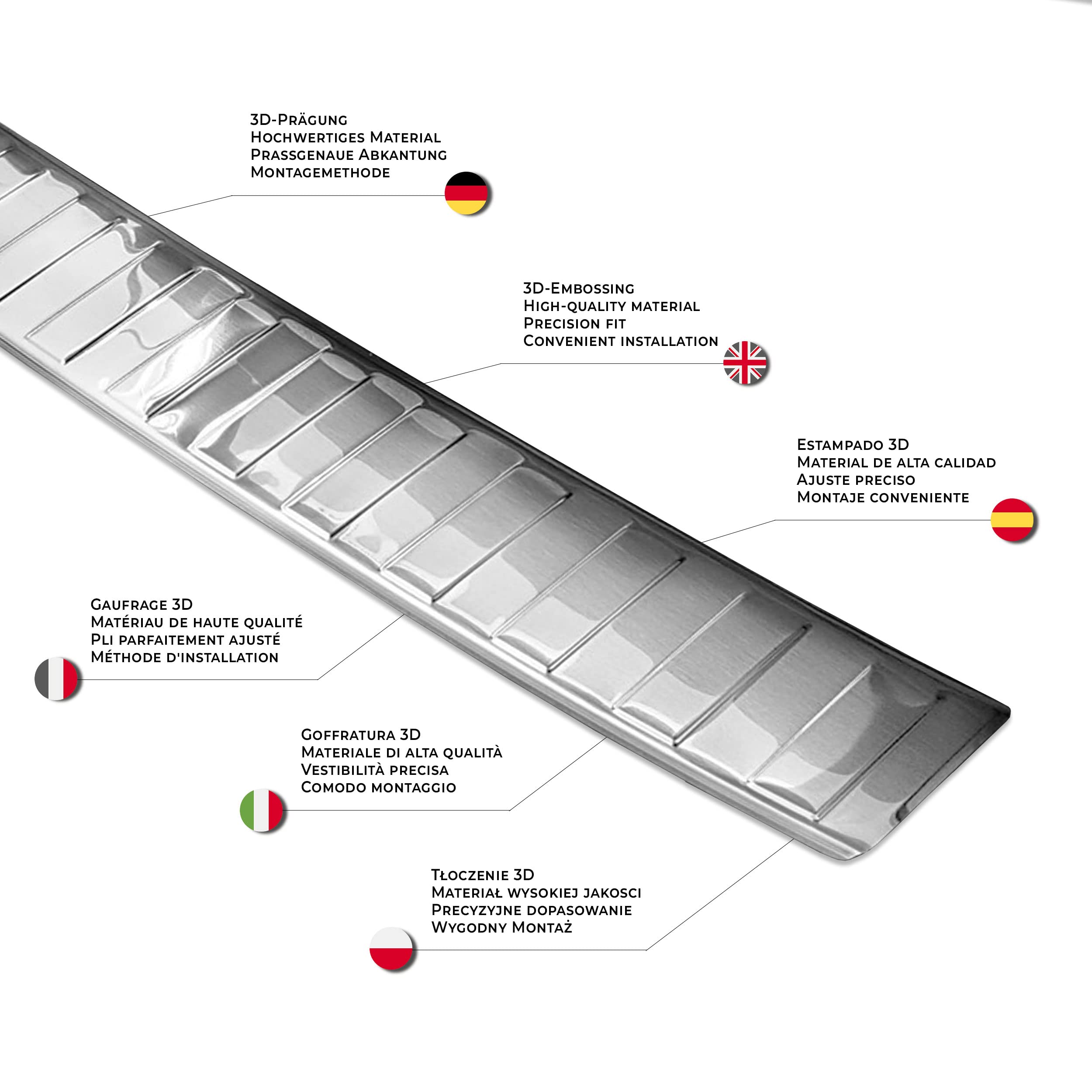 CHROMEMASTER | Achterbumperbescherming | Compatibel met MERCEDES VITO, V-Klasse W447 2014- | Gepolijst roestvrij staal/chroom | Kofferbakrandbescherming ter bescherming van je auto tegen krassen CHROMEMASTER | Achterbumperbescherming | Compatibel met MERCEDES VITO, V-Klasse W447 2014- | Gepolijst roestvrij staal/chroom | Kofferbakrandbescherming ter bescherming van je auto tegen krassen