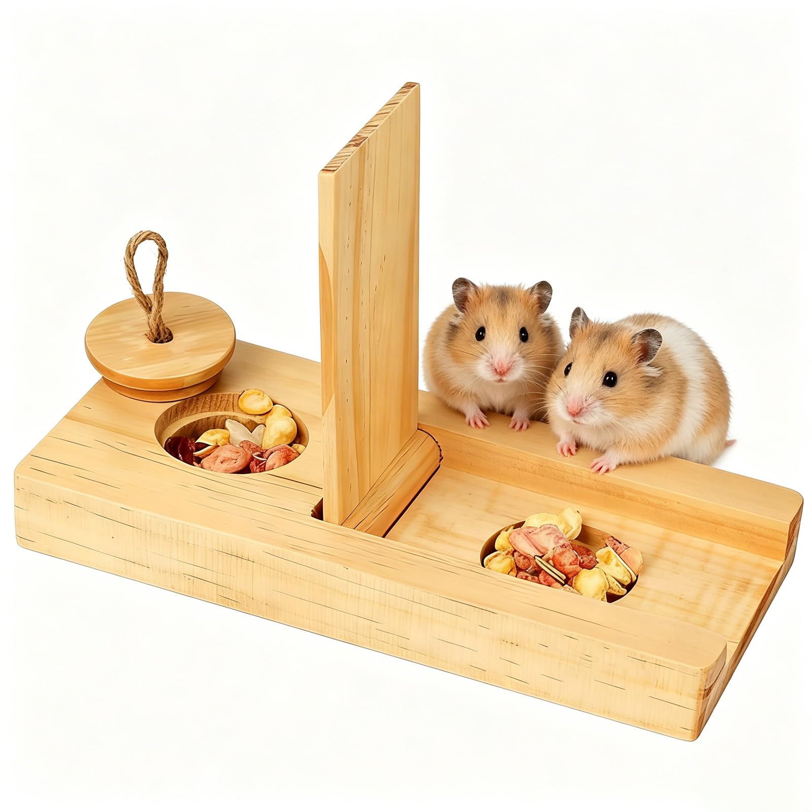 Techchii Guinea Pig Foraging Toys, Natural Wood Interactive Enrichment Toy