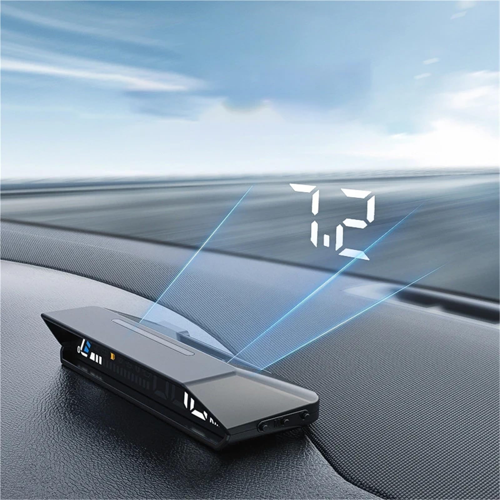 Dual Screen Car Speedometer Digital HUD ODB Driving Windshield Projector Voltage Head Up Display For Truck Vehicles(Style1 A2)