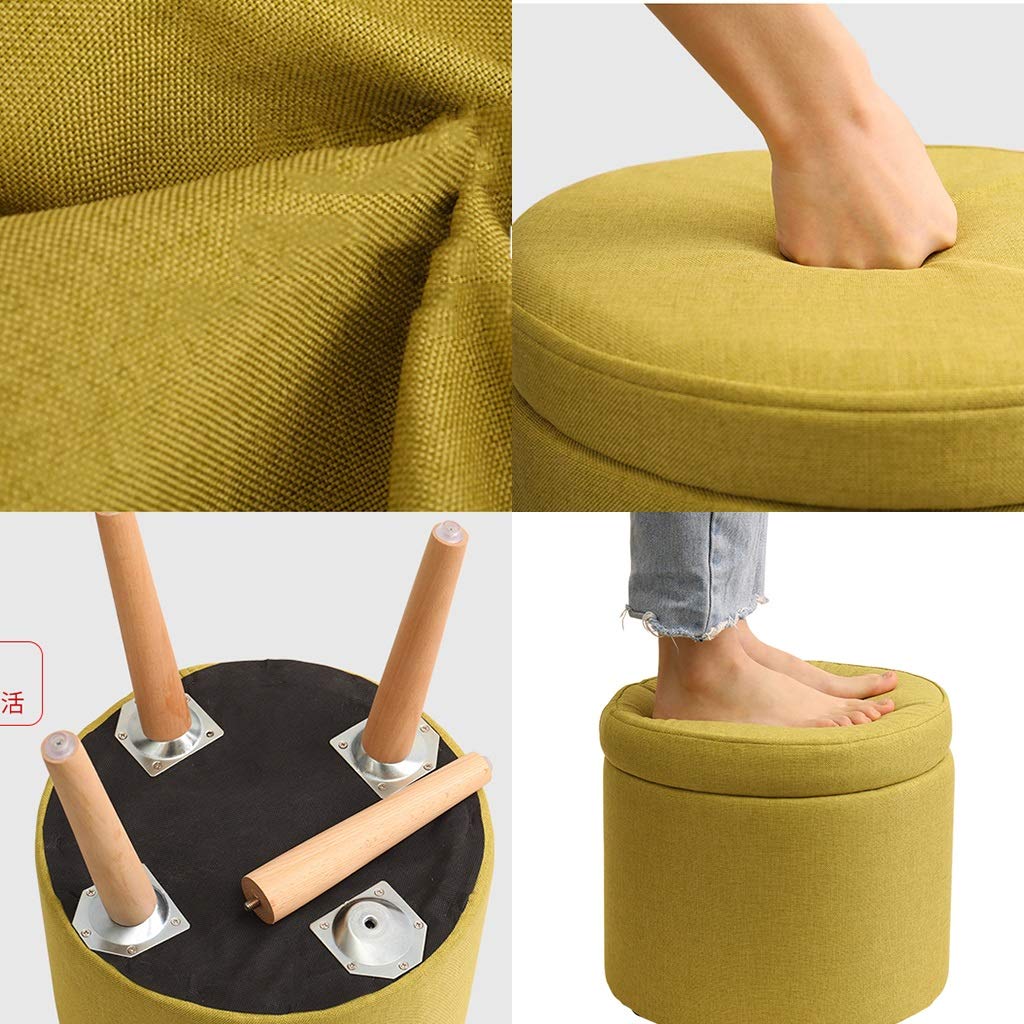 FINDYU Reposapiés De Almacenamiento, Antideslizante Compacto Niños Banco Redondo Adultos Cambia De Zapatos Taburete para Sala Pasillo (Color : Azul, tamaño : 40cm)