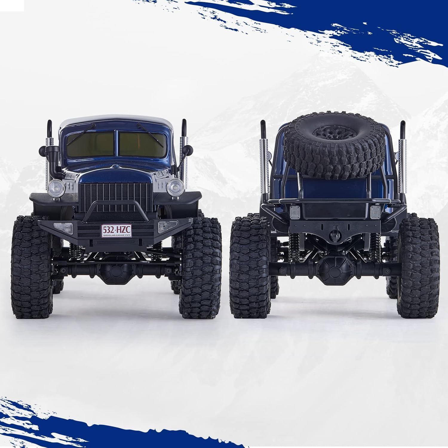 EAZYRC FMS Rochobby 1/10 Atlas Ready Set RC Crawler RC Truck 4x4 con iluminación, radio de 2.4 GHz, rodamiento de bolas, engranaje de metal completo, suspensión de 4 eslabones, separación rápida de