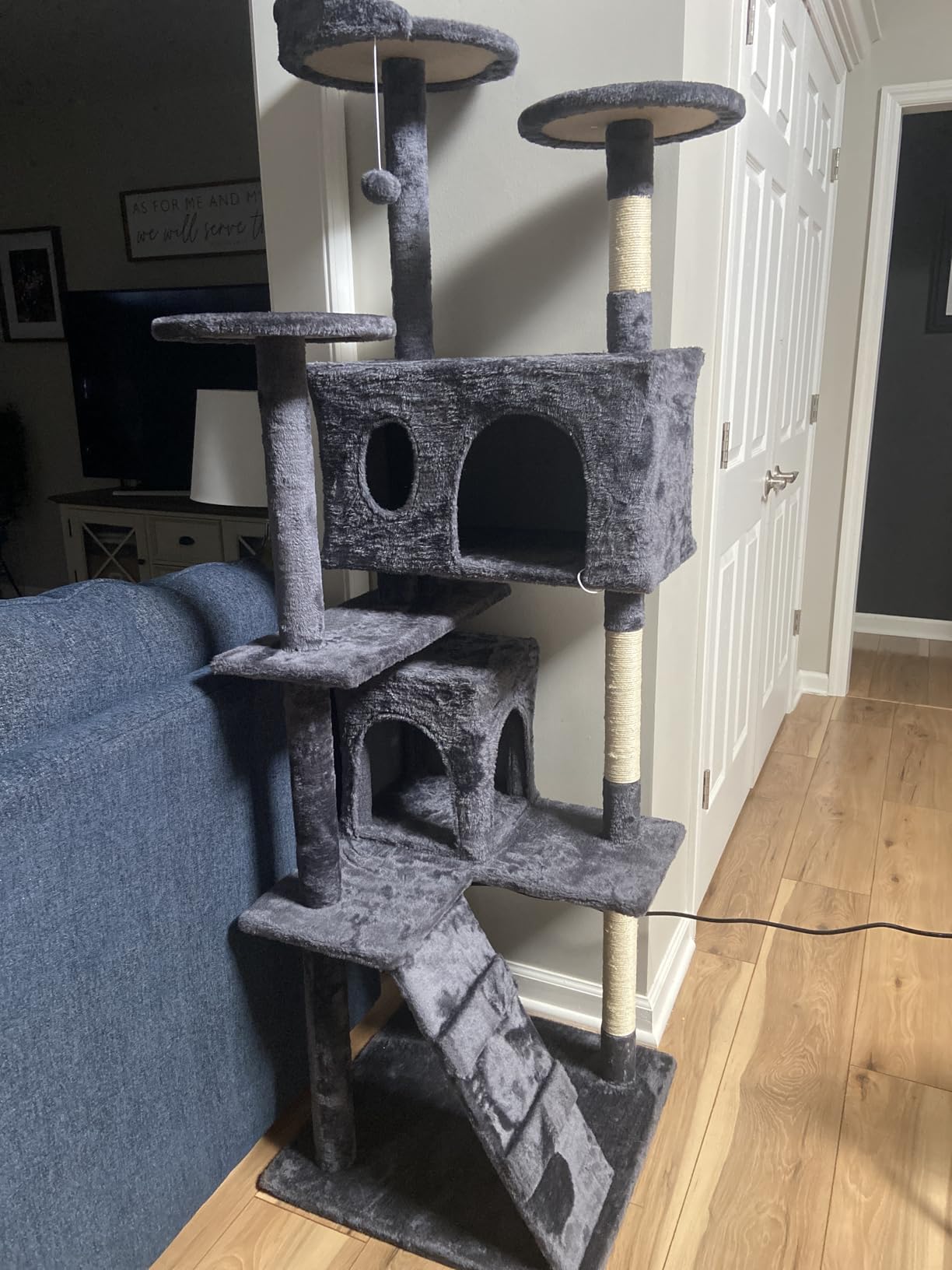 FDW Cat Tree 54in Cat Tower Multi-Level Durable Cat Scratching Post & Cozy Fun Cat Jumping Platform Space Saving Cat Condo Pet Play House for Indoor Cats,Dark Gray photo review