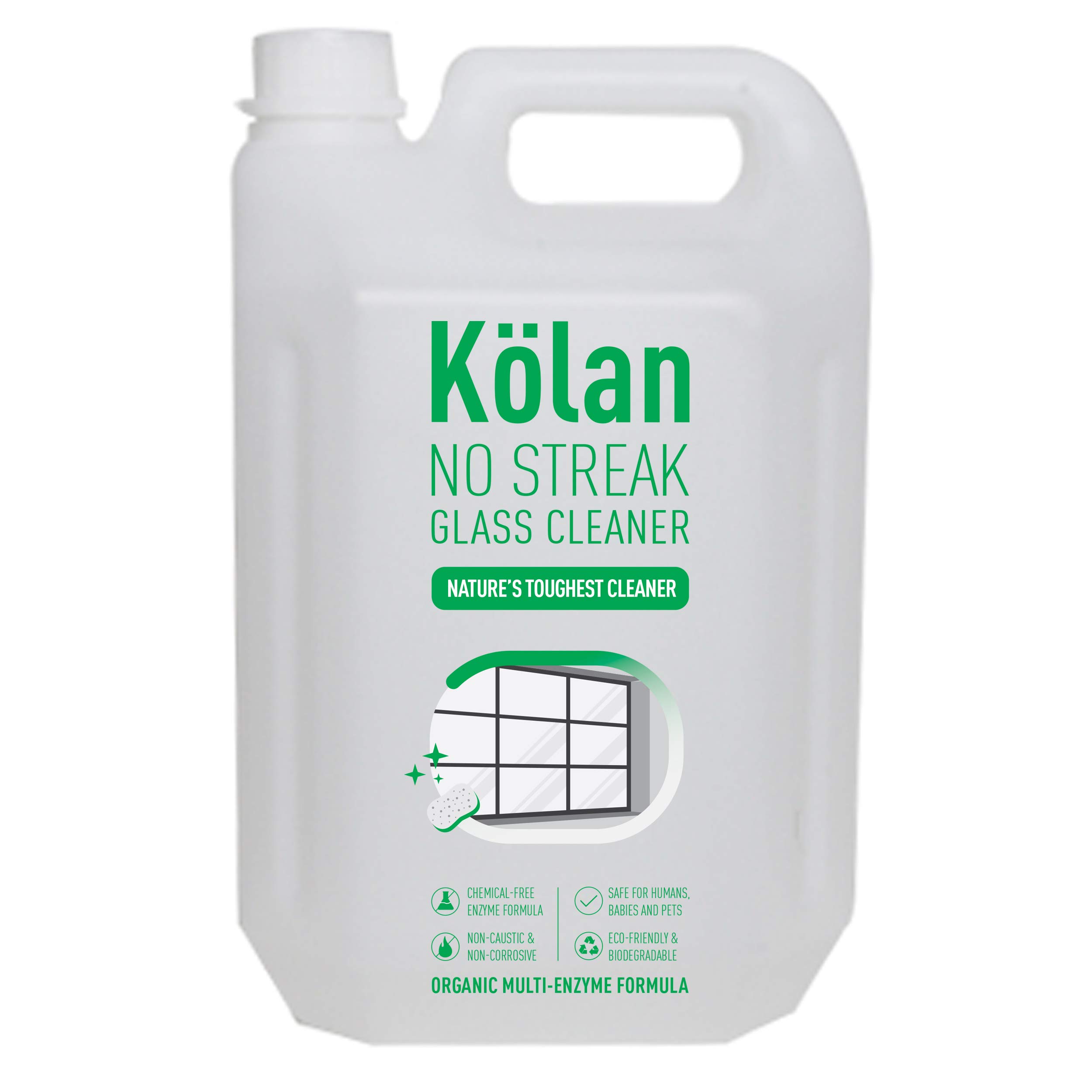 Kolan No Streak Glass Cleaner Natures Toughest Cleaner Organic Multi-Enzyme Formula, Biodegradable, 169 fl oz / 5 L (B087V6FW28) Amazon Price History, Amazon Price Tracker
