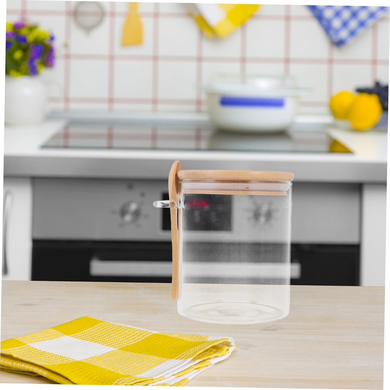 2 Stück 800ml Küchen Vorratsgläser aus Glas mit Holzdeckel und Holzlöffel Luftdichte Mehrzweck Aufbewahrungsdose für Snacks und Lebensmittel im Haushalt