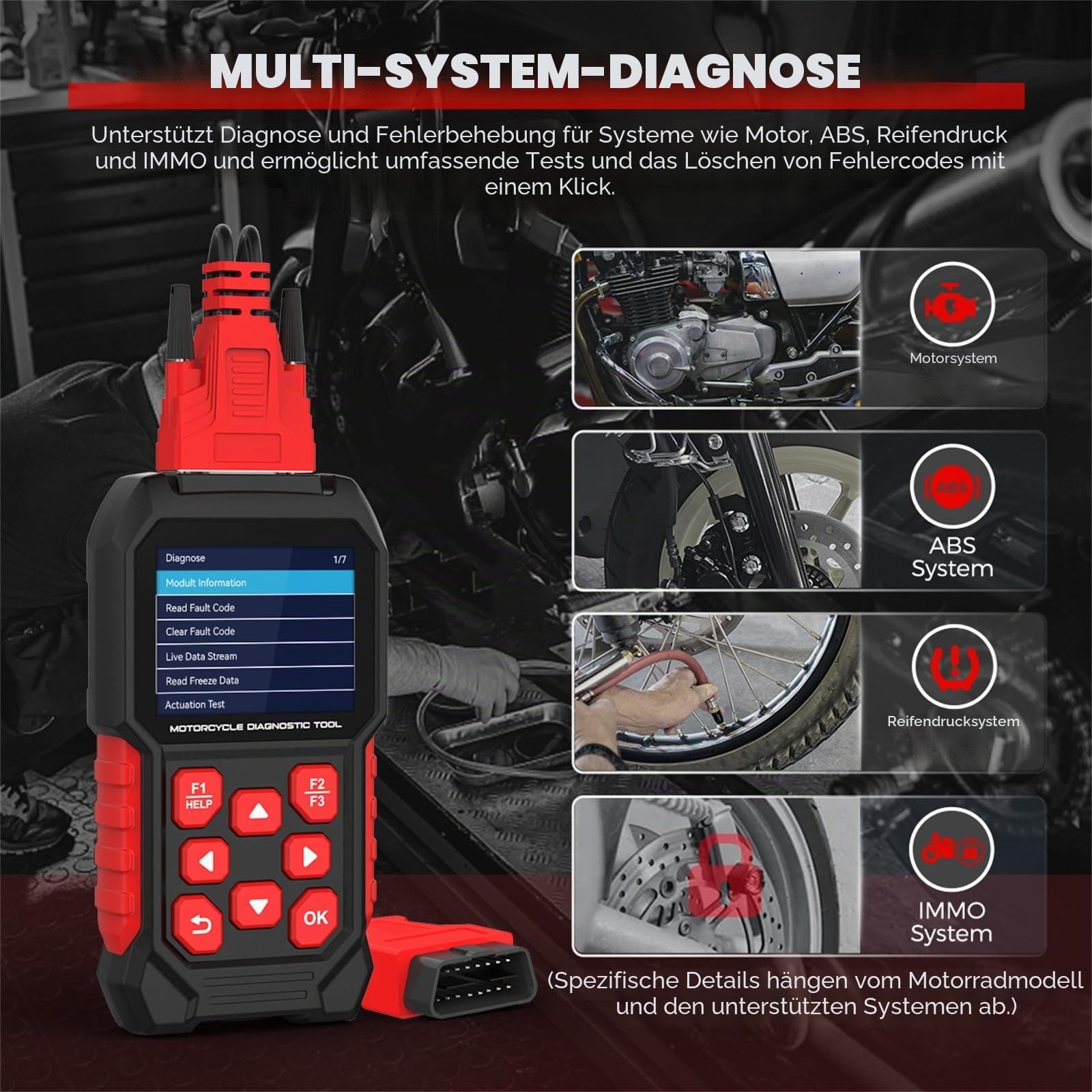 Motorrad-Diagnosetool, M4-Motorrad-Scan-Tool, Motorrad-Codeleser-Scanner für KAWASAKI-4/5/6P, YAMAHA-3/4P, Honda 4P, SUZUKI-I-4P, SUZUKI-III-6P, KAWASAKI-1/2/3P, Vespa/KTM/Generation IV-6P
