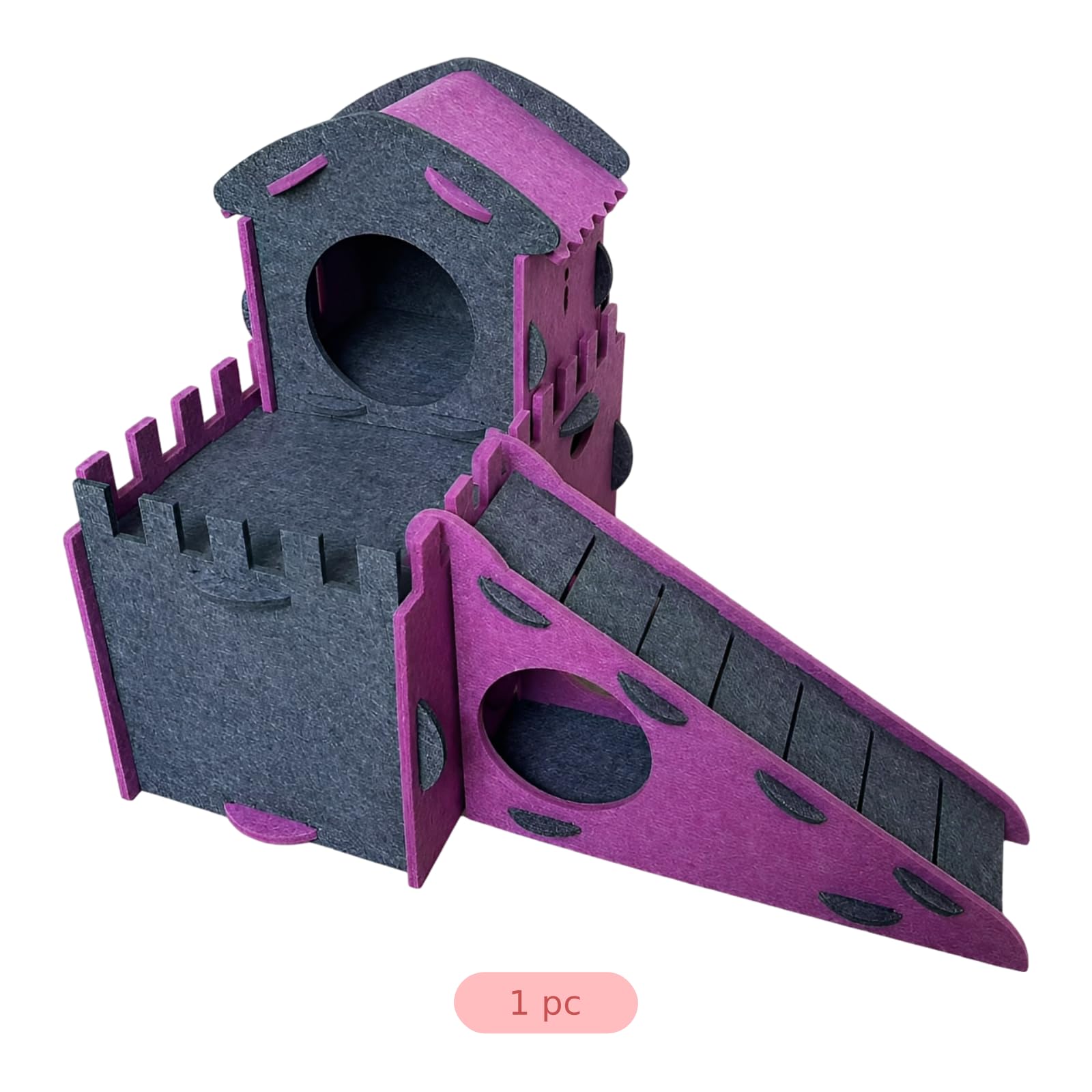 Generisch Casetta per conigli a 2 livelli, nascondiglio a forma di castello, con scala antiscivolo, in feltro per dormire, nascondere e giocare, per criceti, porcellini d'India, ratti, Sugar Glider