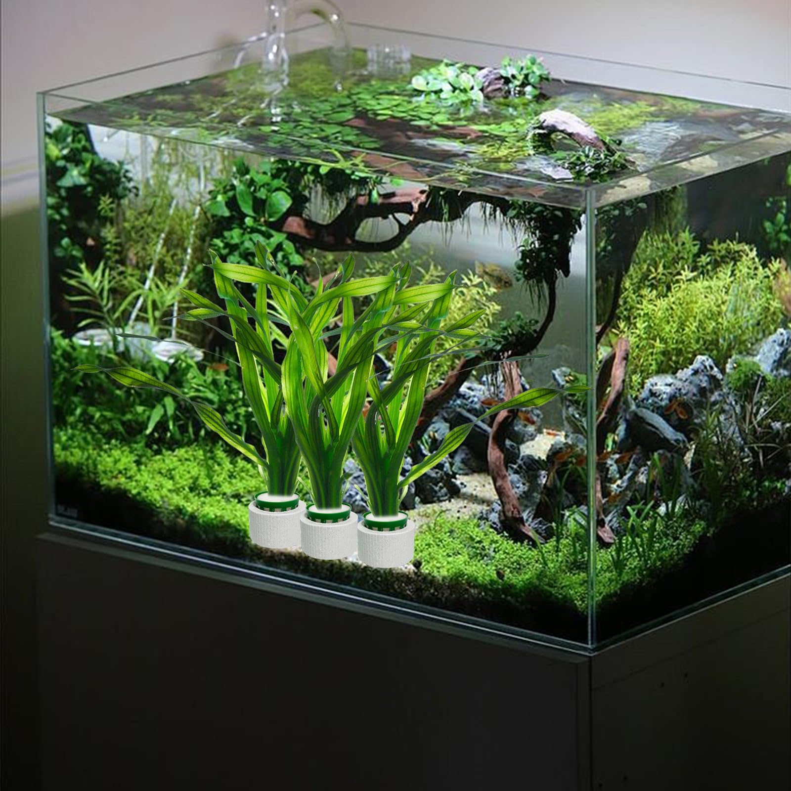 fish tank plants and accessories QoTang 12 Pack New Upgrade Aquarium Plant Weights, Aquatic Fixed Ring Set, Anti-Floating Ceramic Aquarium Plant Rings, Aquarium Landscape Decoration 1.8 x 1.3 Inch : Pet Supplies Refurbished 