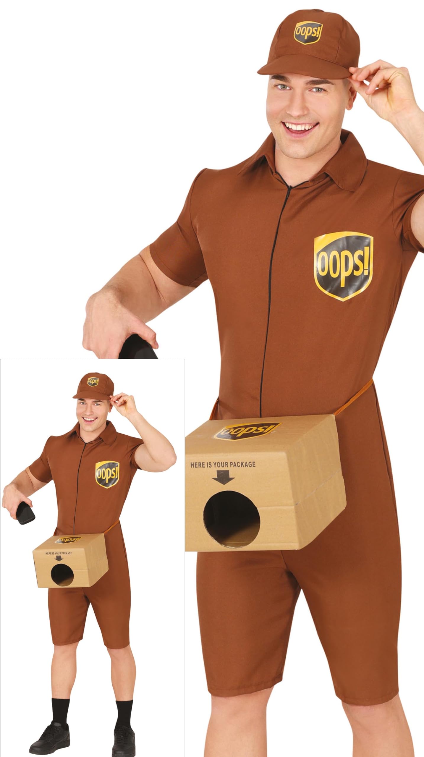 FIESTAS GUIRCA Special Delivery Naughty Mens Fancy Dress Costume - Funny Mens Costume with a Special Package - Bachelor Party Stag Do Fancy Dress Men Size L