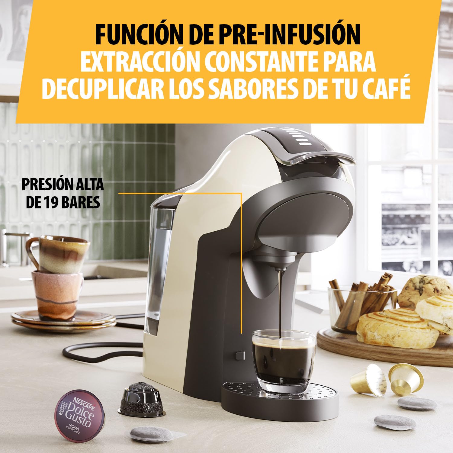 Tristar Máquina Multicápsula 3-en-1 – Compatible con Cápsulas Nespresso®, Dolce Gusto®, Cápsulas ESE – 19 bares – Libre de BPA – CM-2301