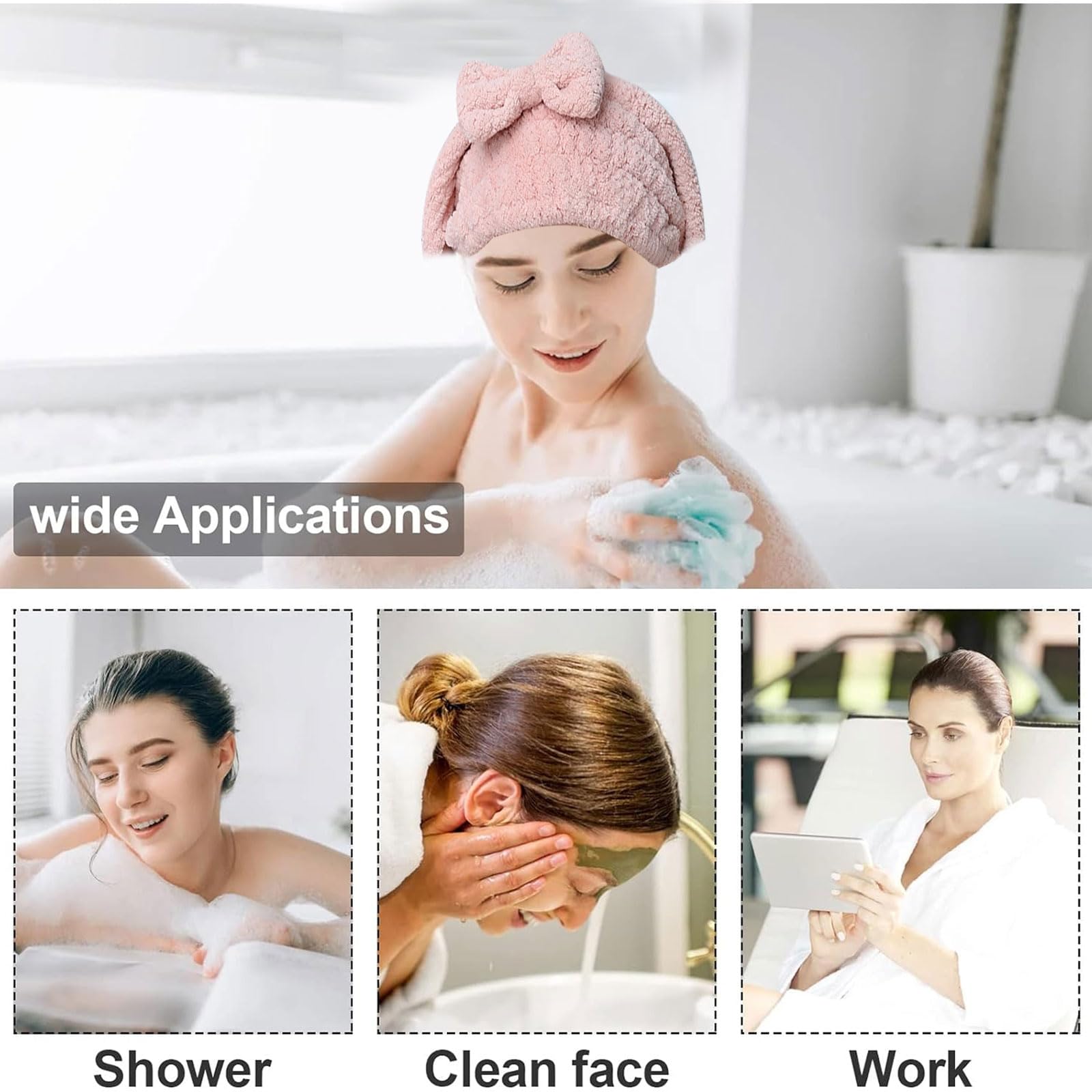 2 Pièces Bonnet De Séchage Cheveux Absorbant Et Rapide