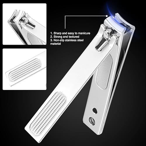 Miniatura 6 de FAMILIFE Juego de manicura, kit profesional de cortaúñas, 12 piezas de acero inoxidable, con estuche de viaje de cuero marrón, regalos de lujo para