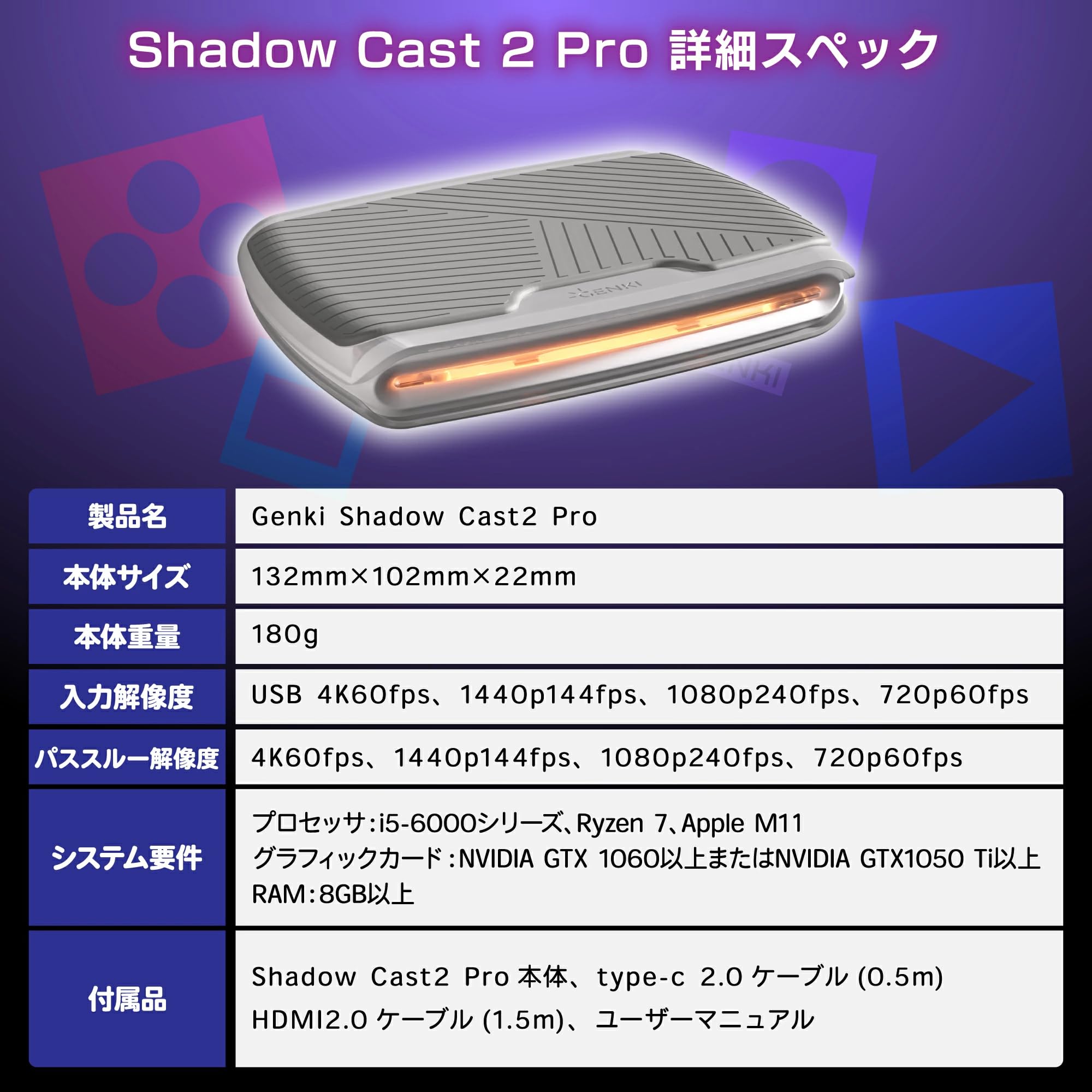Amazon.co.jp: GENKI ShadowCast 2 Pro 強力な外部4K60入出力