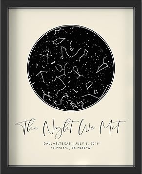 Personalized Star Map With Specific Dates & Place - Custom Constellation Map Print, Unframed- Special Occasion Star Chart Wall Art- Great Anniversary, Engagement, Wedding Romantic Gift Cream