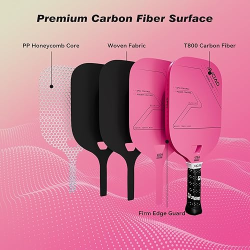 Miniatura 2 de Paleta de pickleball  Aprobado por USAPA T800 raqueta de pickleball de fibra de carbono de 0.787 pulgadas (0.787 in) con bola de pepinillo