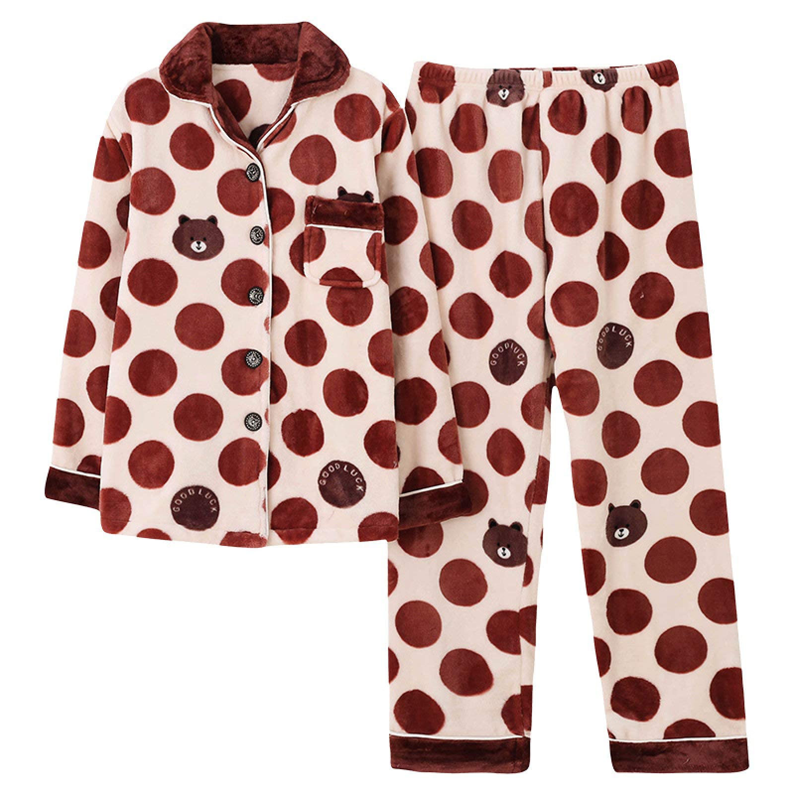 Pyjama femmes flanelle et polaire corail pour tenue d'intérieur