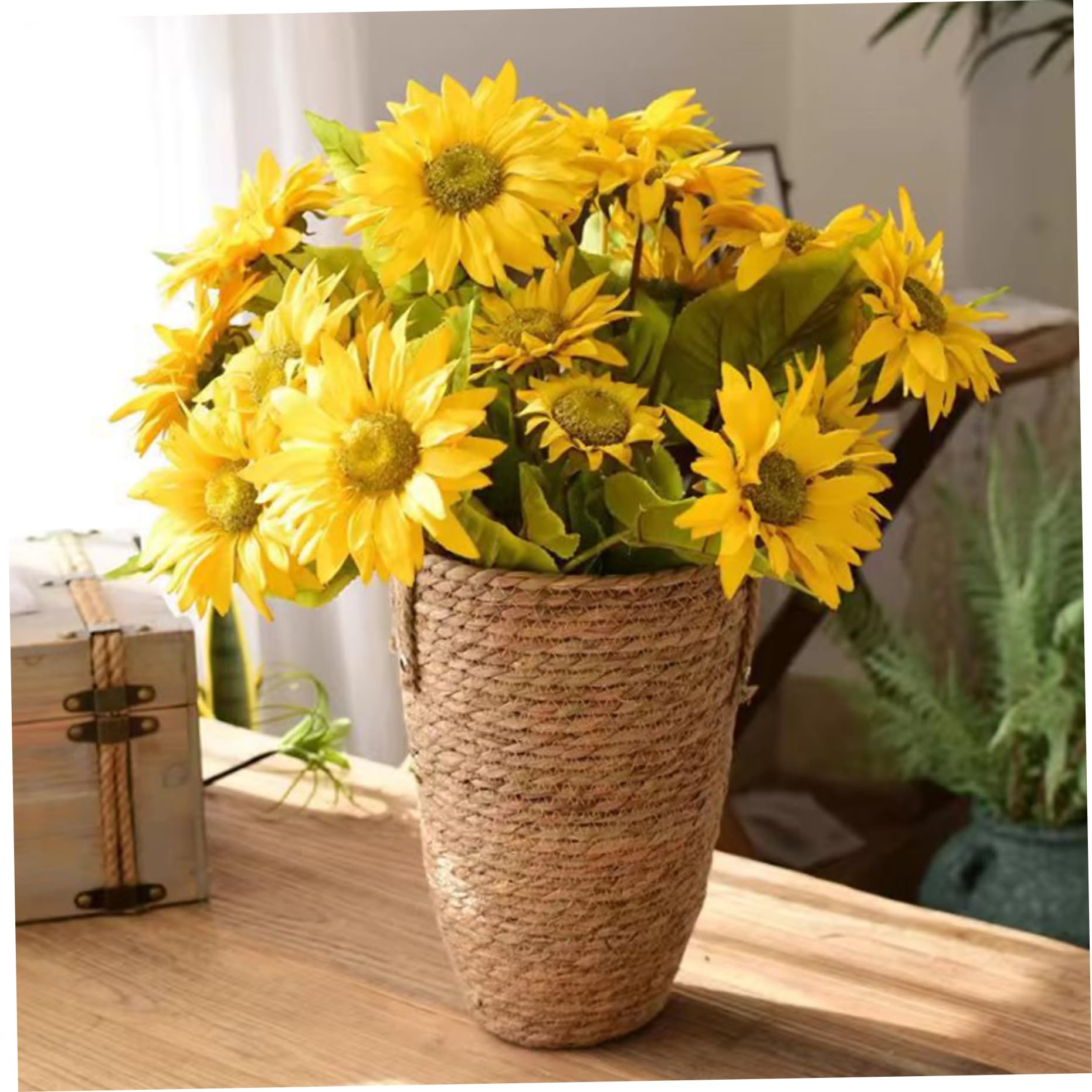Lot de 3 Pots de Fleurs en rotin, 3 Tailles, Panier à Plantes tissé en jonc mer avec Doublure imperméable, paniers à Plantes d'intérieur avec poignée pour Balcon, décoration la Maison