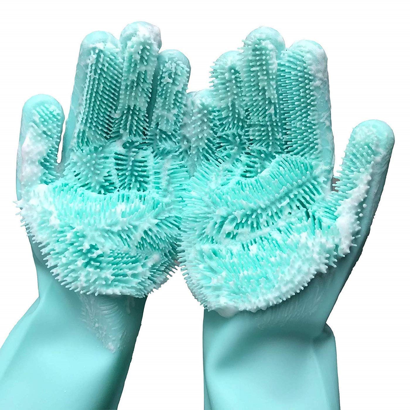 MITALOOMagic Dishwashing Cleaning Sponge Gloves Reusable Silicone Brush Scrubber Gloves