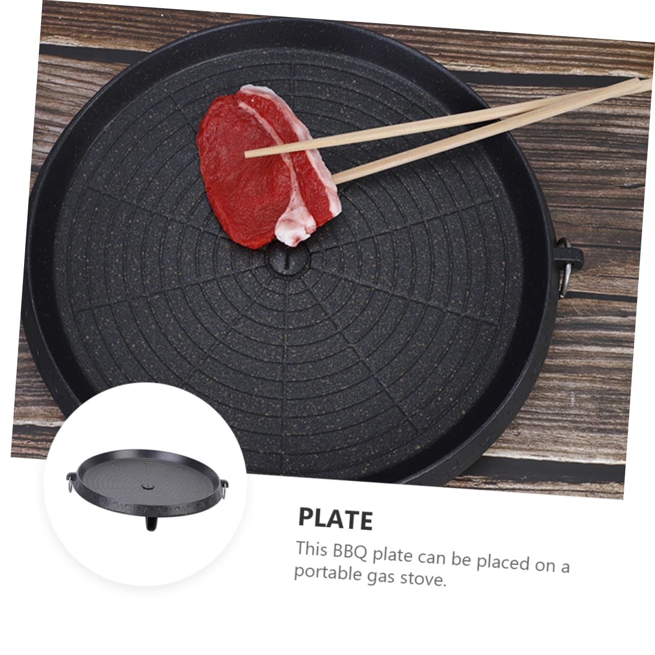 Rotonda Piastra Ferro in Antiaderente per Barbecue da Giardino