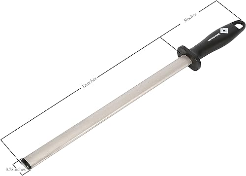 Miniatura 4 de Kota Japan - Chaira afiladora de cuchillos Diamond de acero de carbono de 12 pulgadas| Para cocina, hogar o caza | Afilador, chaira o vara para