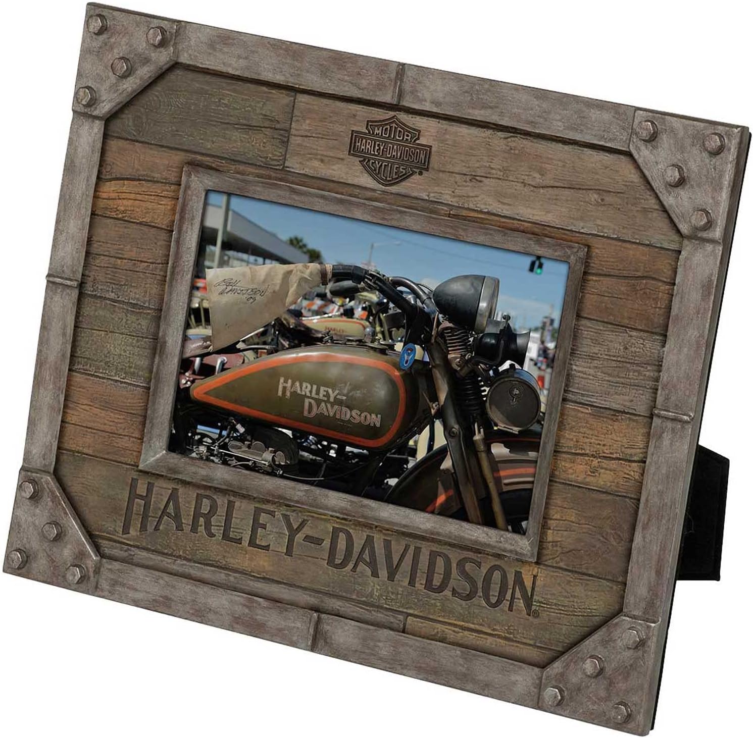 Industrial Faux Metal & Wood Picture Frame- Holds 4 x 6 Photo
