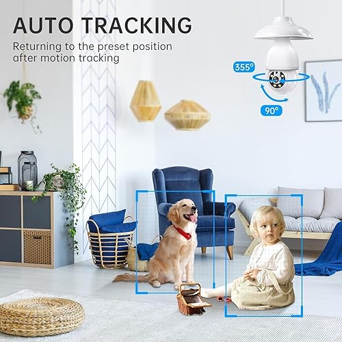Miniatura 7 de Cámara de seguridad de bombilla, cámara de bombilla WiFi de 5G y 2.4 GHz para exteriores, cámara de bombilla LED 2 en 1 para seguridad del hogar,
