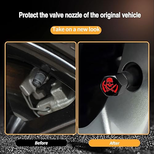 Miniatura 5 de Ajxn Paquete de 4 tapones de válvula de neumático de rueda de automóvil, tapas herméticas a prueba de polvo, tapones universales para válvulas de