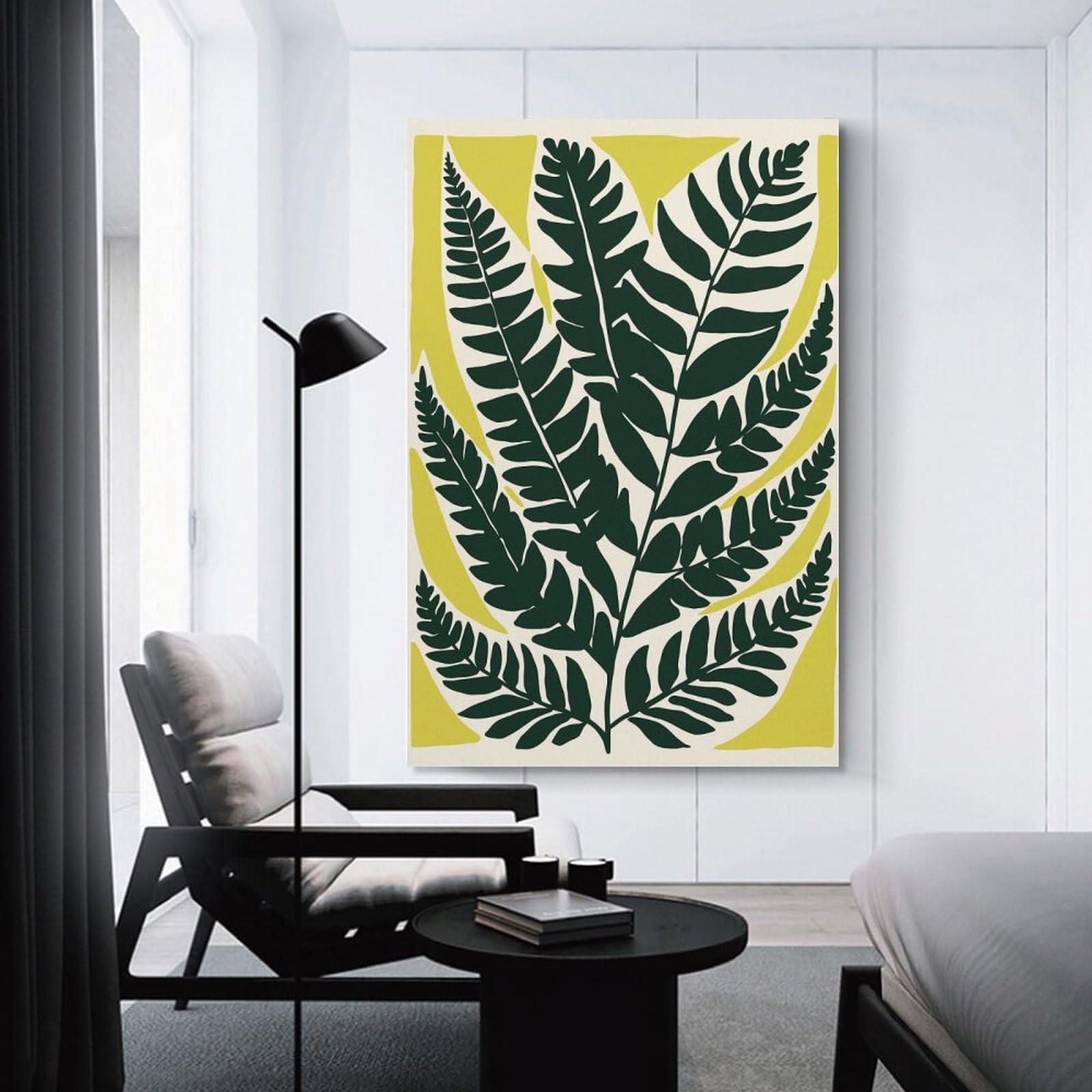 Junmoney Decorative Canvas Print Fern Leaf Botanical Art Print, 24x36inch(60x90cm), for Office, Study Or Home Workspace, Decorative Artwork for Productive Spaces