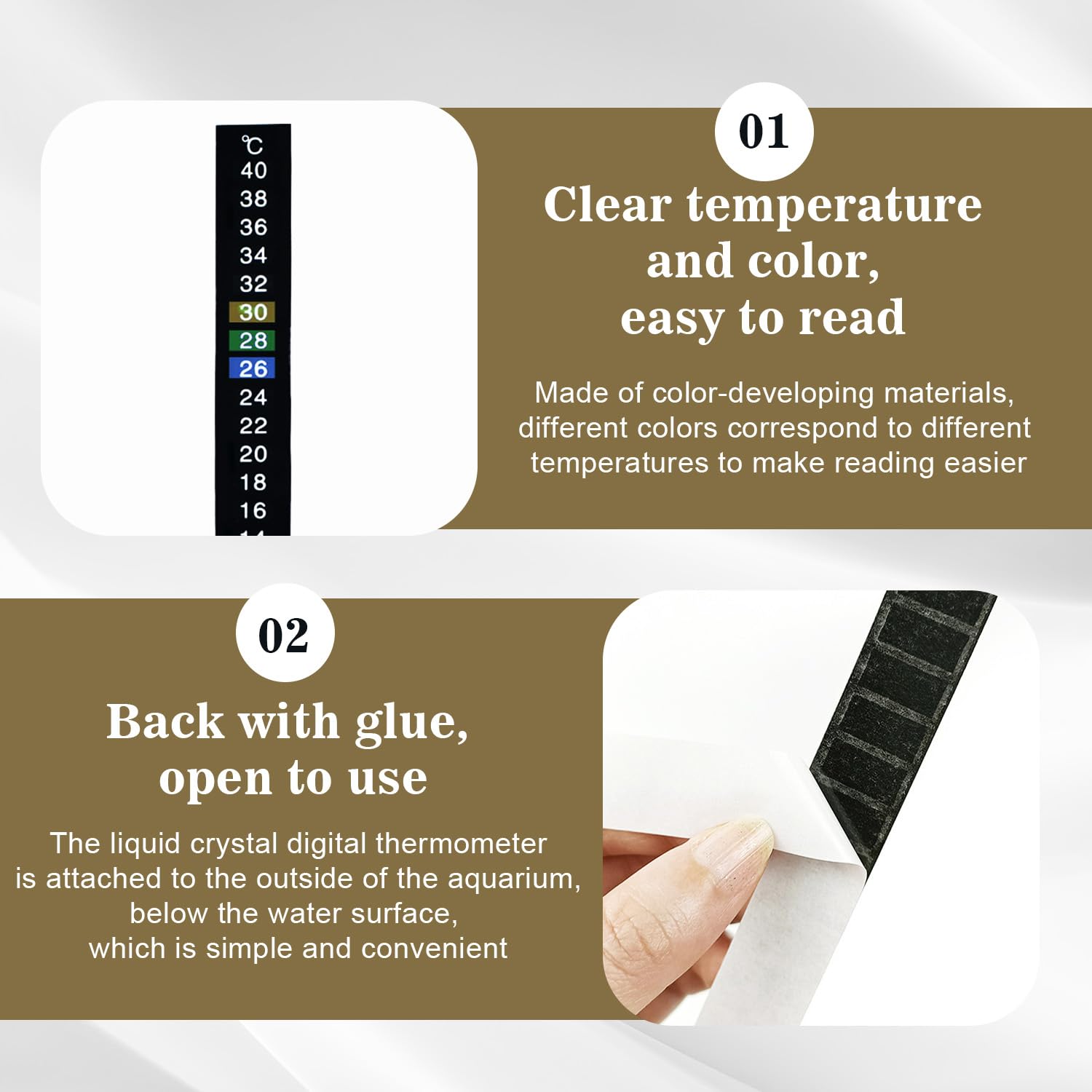 Termometri Adesivi Per Acquario - 5 Pezzi, Nero, Facili Da Applicare - Foto 2