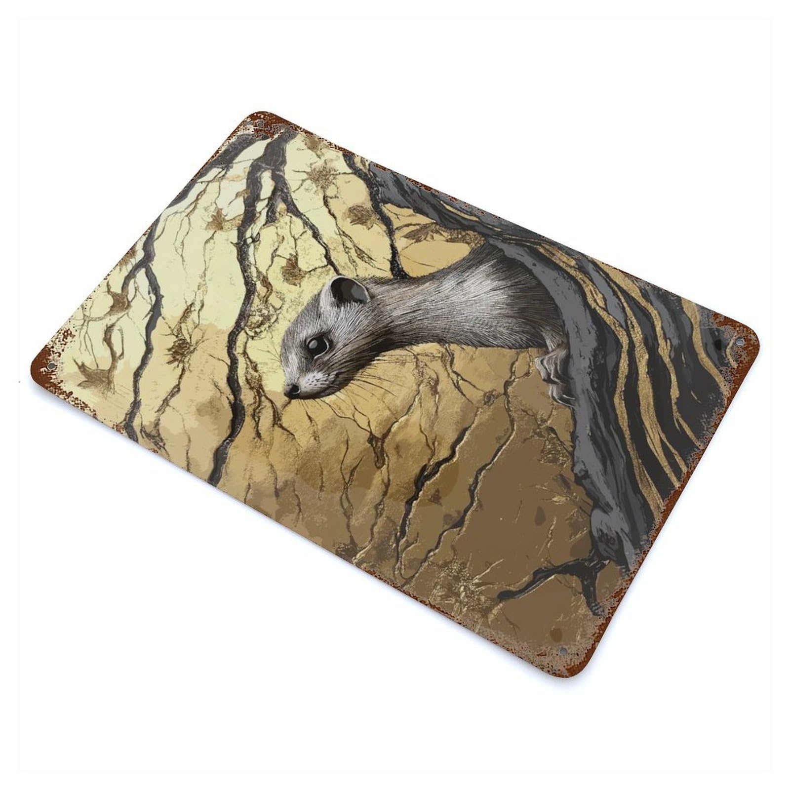 Golden Weasel 11.8"x7.9" Retro Metal Sign, Old School Wall Decor for Office, Studio And Wall Decor