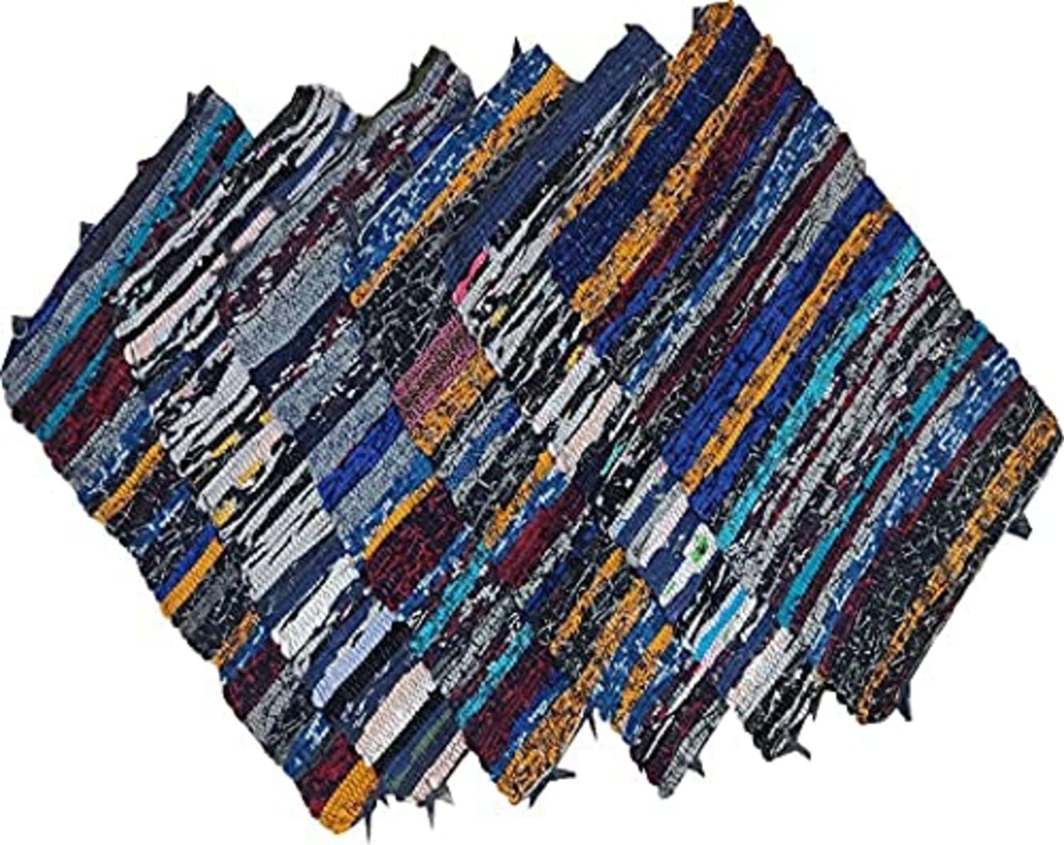 AMRO HOME NEEDS - Highly Absorbent - Multi-Color Cotton Mat,Rectangular Door Mat,Size (16 X 27), Pack Of 6