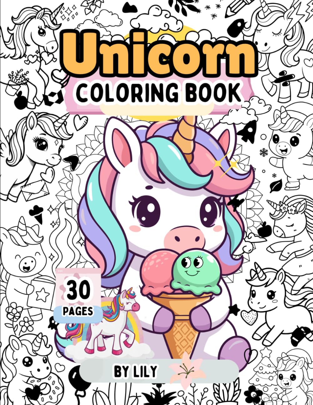 Pink and Purple Unicorn Coloring Book
