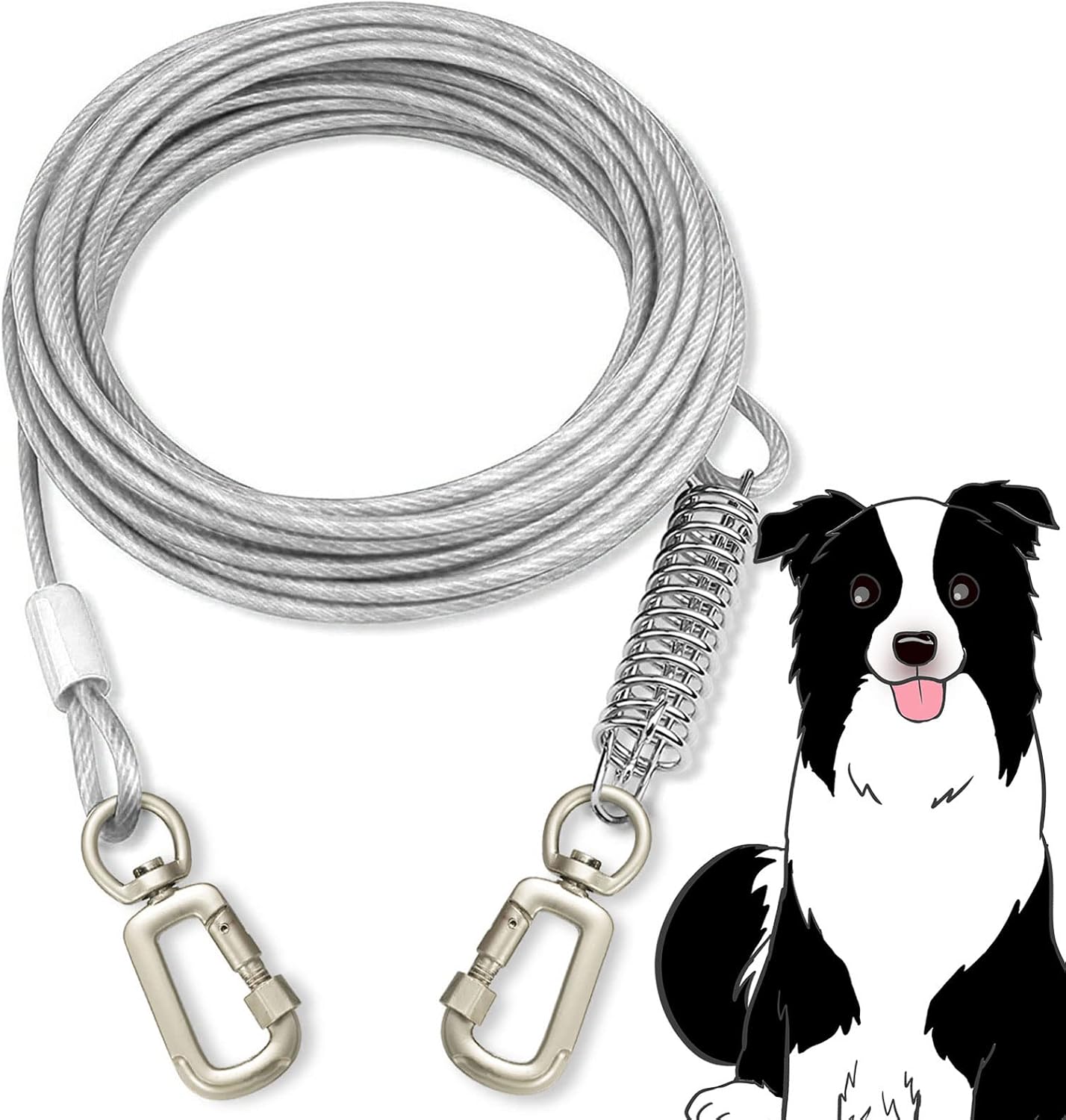 Dog Tie Out Cable - 10/30/50/75ft Tie Out Cable for Dogs Up to 60lbs No Tangle Rust Proof Dog Tie Out for for Outdoor, Yard and Camping