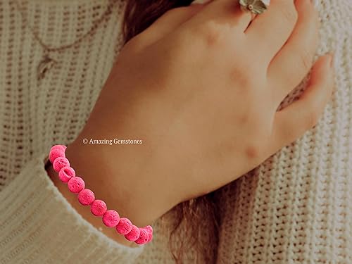Miniatura 4 de Pink Lava Bracelet for Women Men's Gifts - Protection Healing Crystal Bracelet - 8mm Gemstone Beaded Adjustable Bracelet Pulseras Para Hombres Mujer