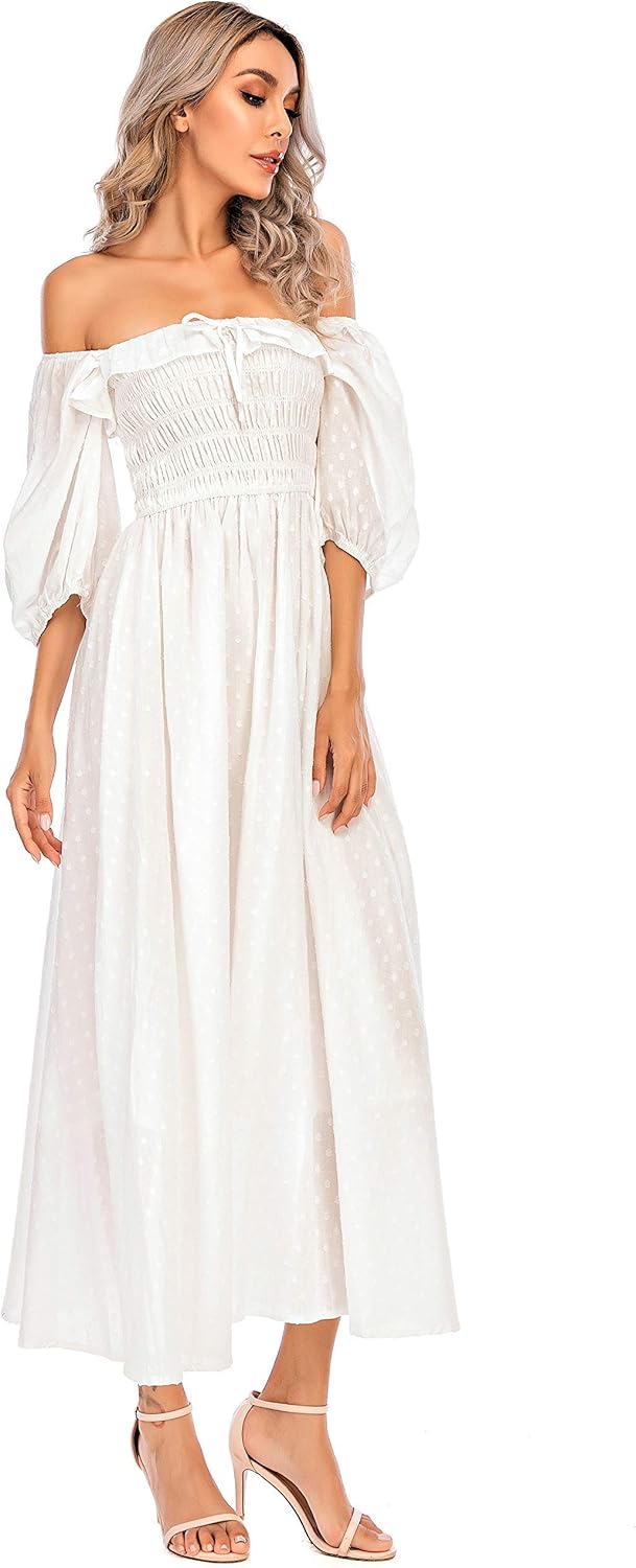 R.Vivimos Women Summer Half Sleeve Cotton Ruffled Vintage Elegant Backless A Line Flowy Long Dresses - Image 6