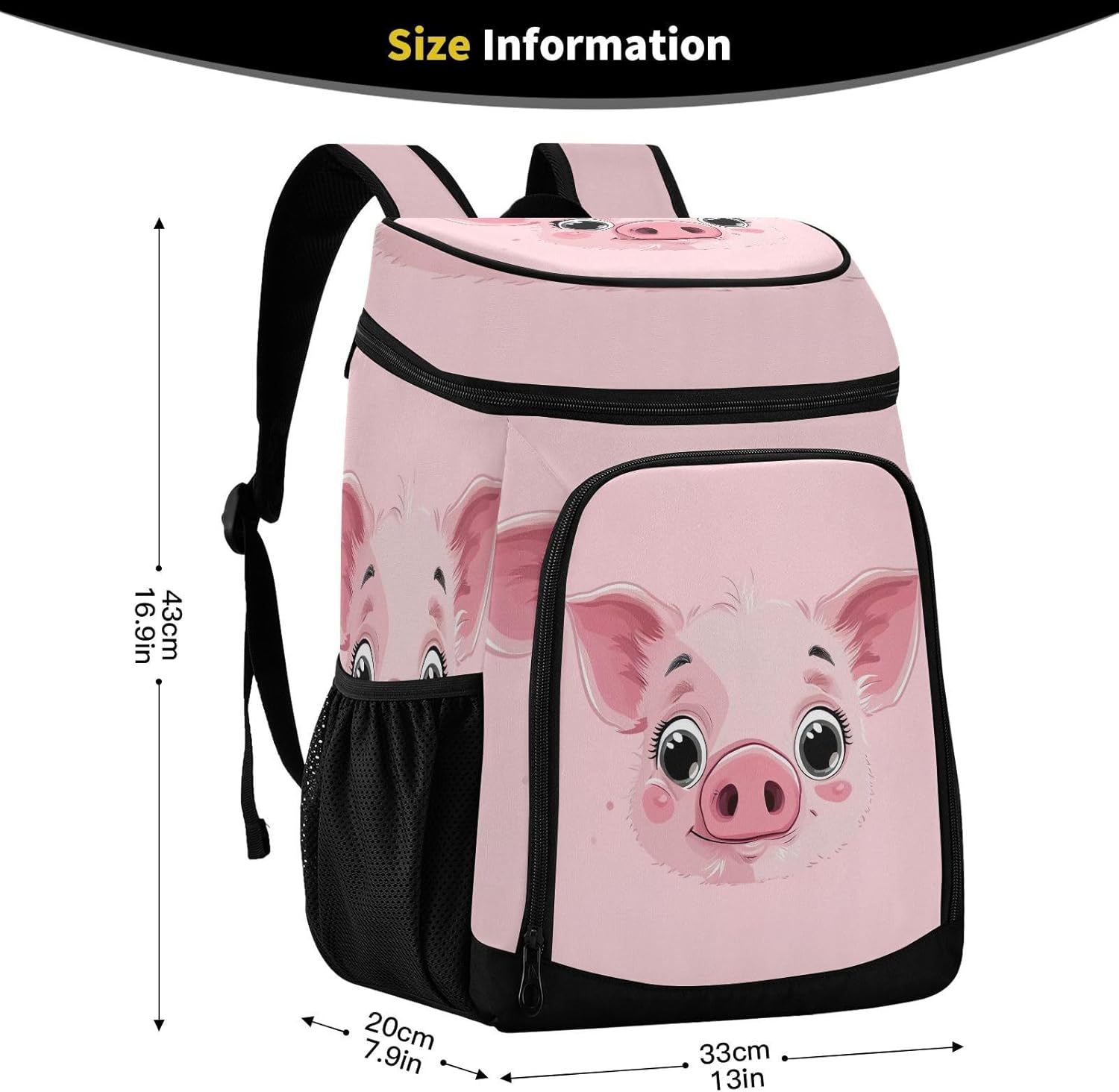 Pink Pig Cooler Backpack 36 Cans Leakproof Waterproof Backpack Cooler Bag Beach Accessories Travel Camping Fishing Backpack for Women Men