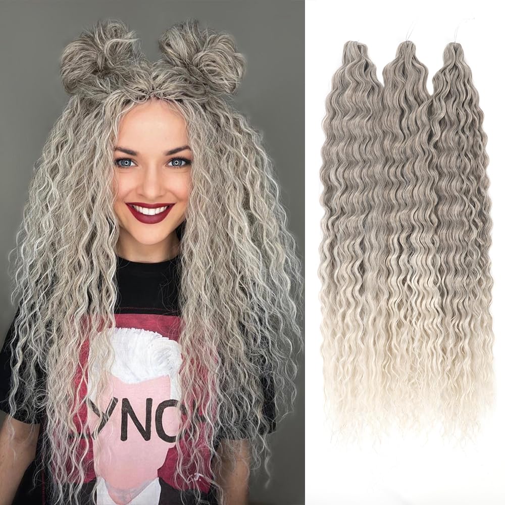 Felek 30inch Ocean Wave Crochet Braiding Hair 3 Packs Mixed Tawny Blonde
