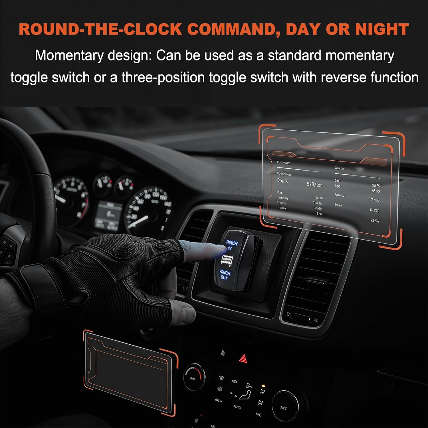 Winch Switch, DPDT 7-Pin ON/Off/ON Winch in/Out Momentary Rocker Switch with Jumper Wires, 3 Way 20A 12V 10A 24V DC Waterproof Winches Toggle Switches for Cars Trucks Boats